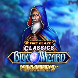 Fire Blaze Blue Wizard Megaways online game logo by Rarestone Gaming on nationalkaszino.org